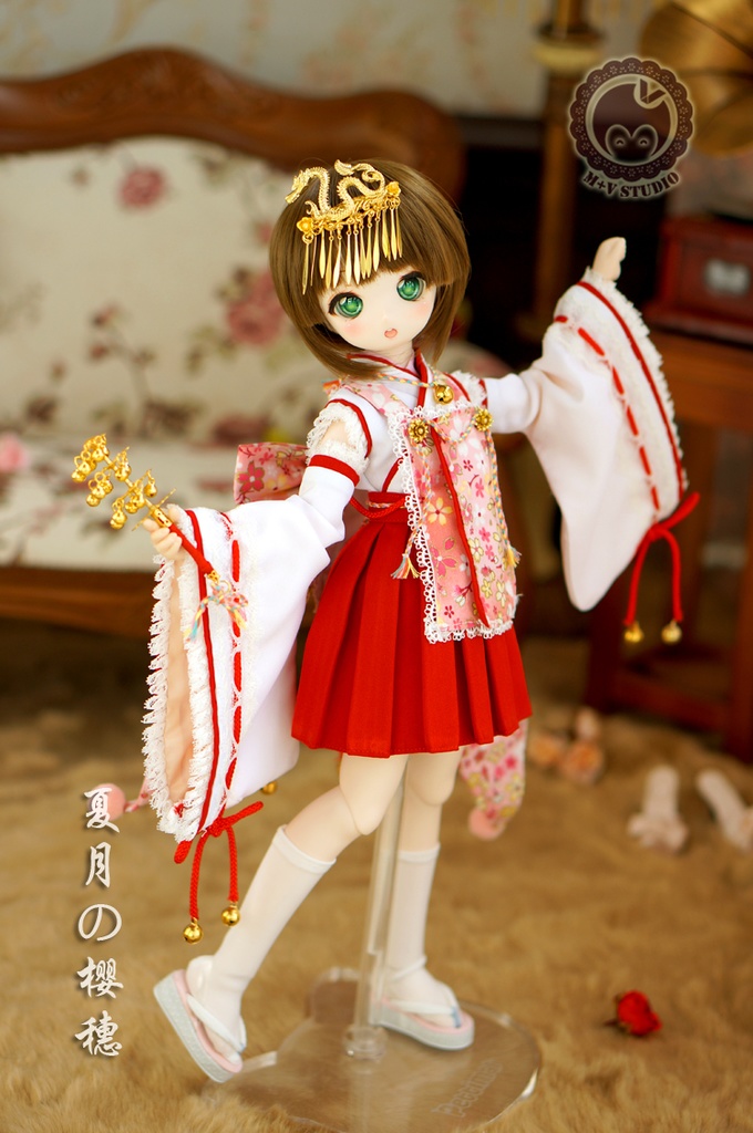 MDD (S/M/L胸)可愛い巫女さん服7点セット