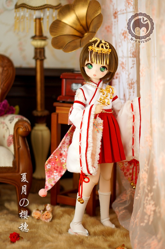 MDD (S/M/L胸)可愛い巫女さん服7点セット