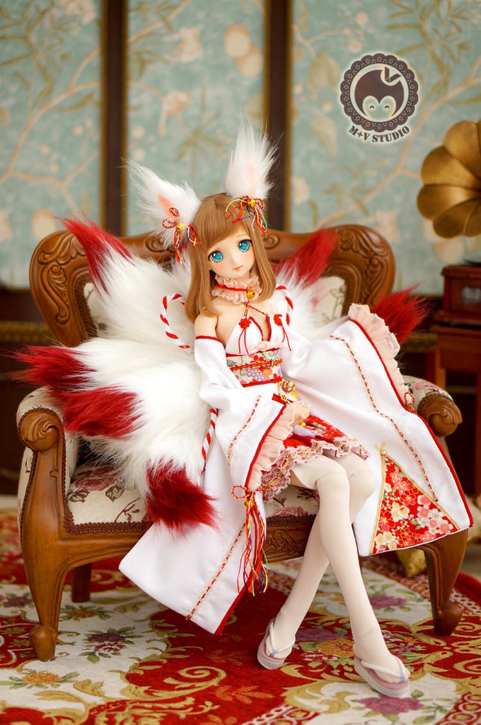 MDD、DDサイズ、狐の耳と九尾の尻尾セット