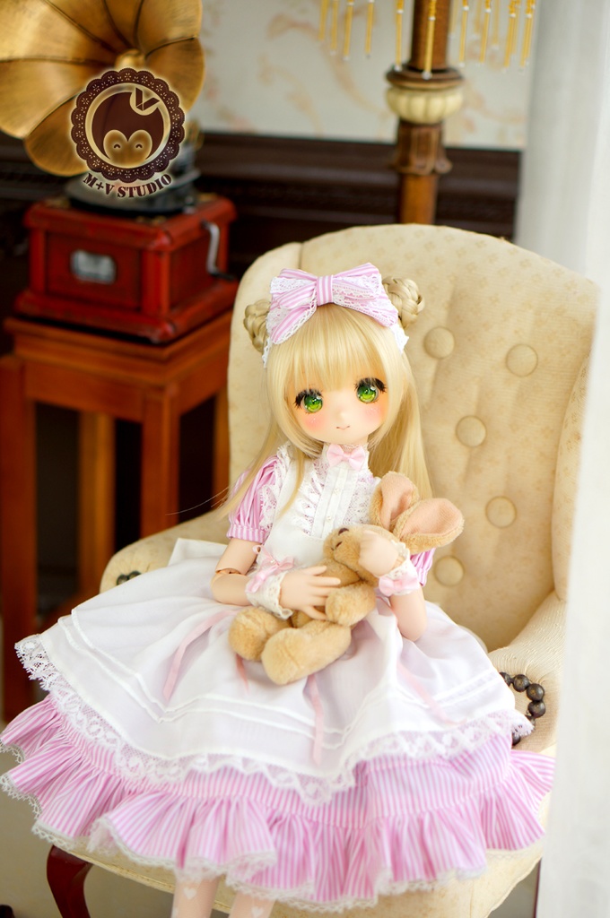 Mdd S M胸 可愛いアリス風メイド服６点セット ピンク 喵屋mv Studio Booth