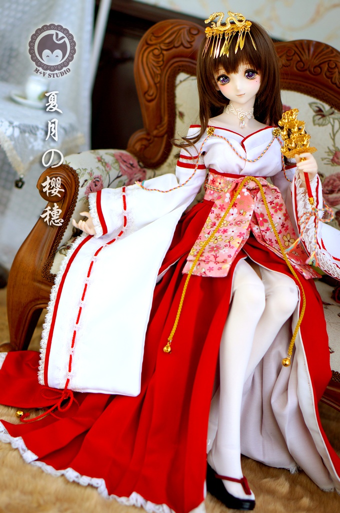 DDS(L/寄せ胸)、DD(L/寄せ胸)・巫女さん風浴衣ドレス7点セット