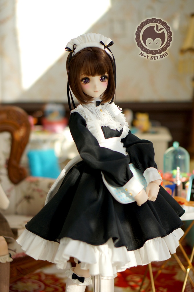 DDS (S/M胸)、DD (S/M胸)可愛いリボンメイド服5点セット