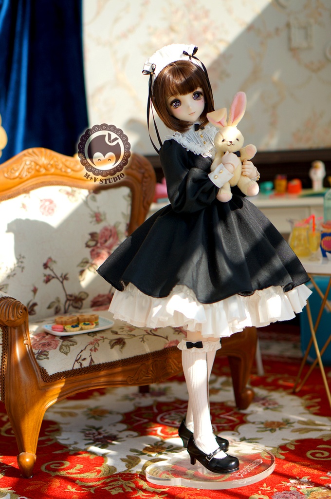 DDS (S/M胸)、DD (S/M胸)可愛いリボンメイド服5点セット