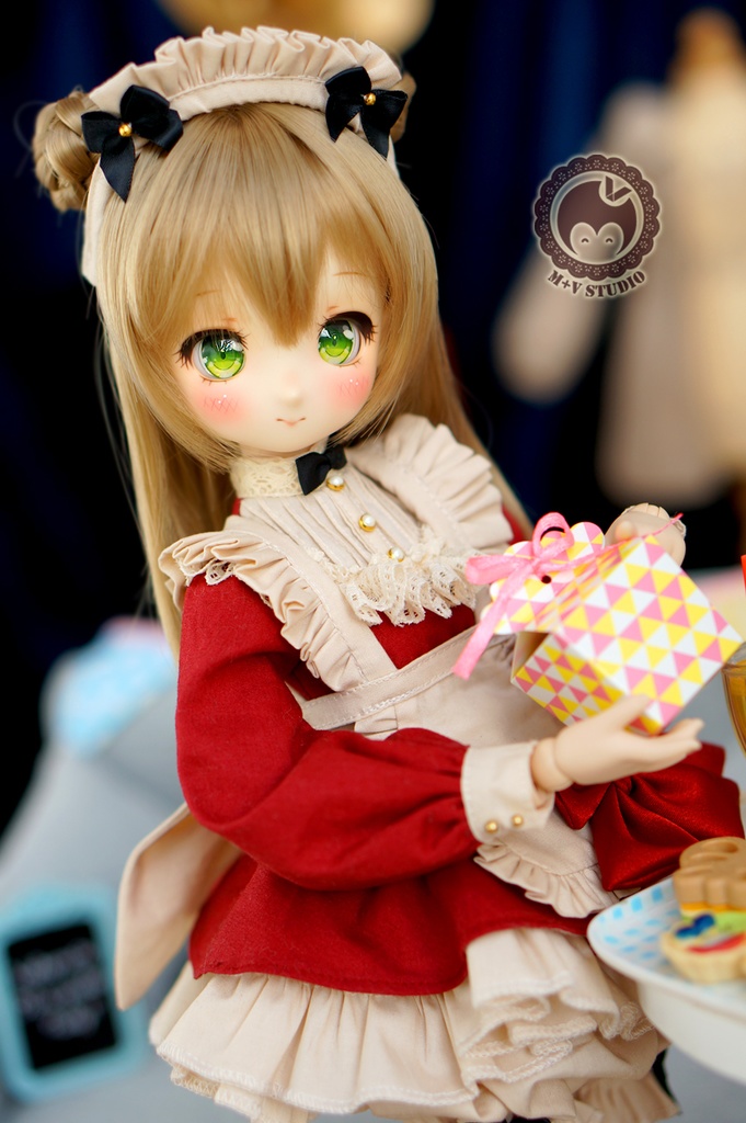 MDD (S/M胸)可愛いリボンメイド服5点セット