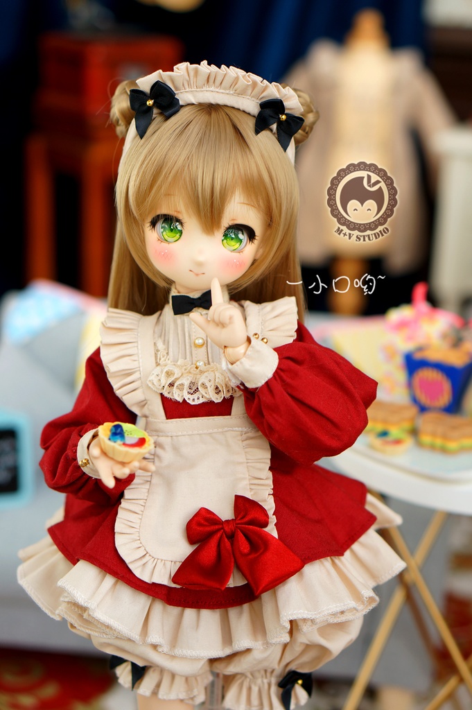 MDD (S/M胸)可愛いリボンメイド服5点セット