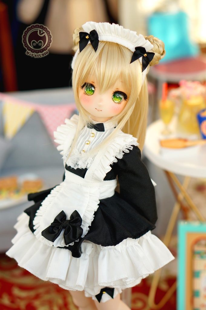MDD (S/M胸)可愛いリボンメイド服5点セット