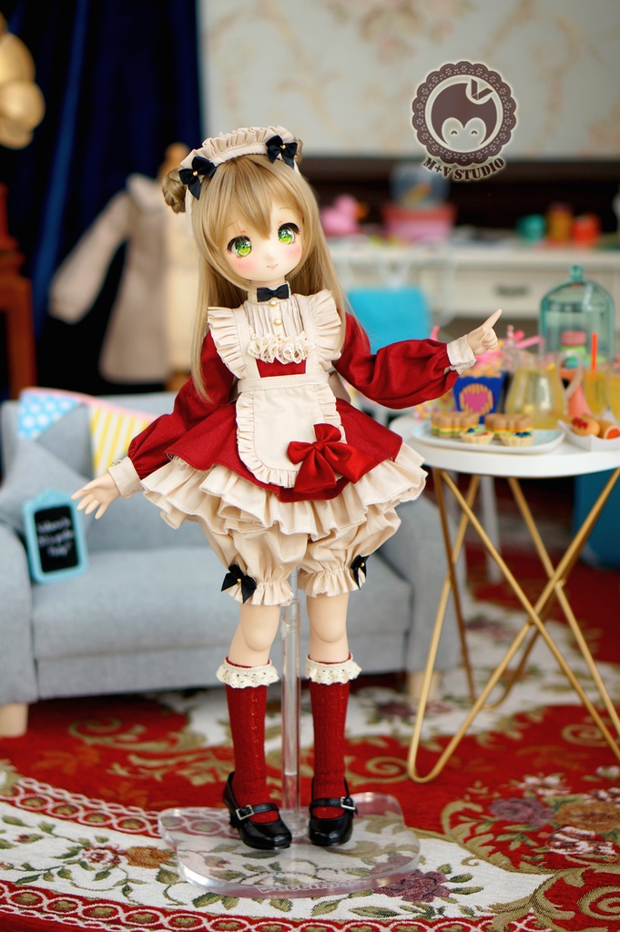 MDD (S/M胸)可愛いリボンメイド服5点セット