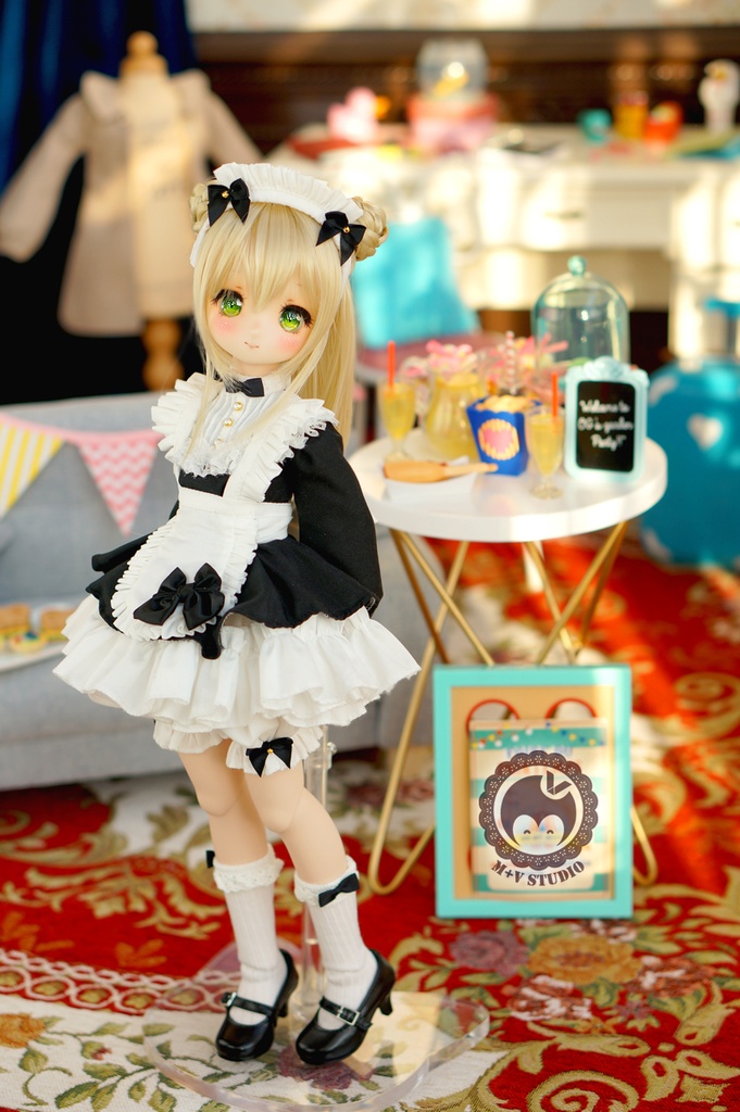 MDD (S/M胸)可愛いリボンメイド服5点セット