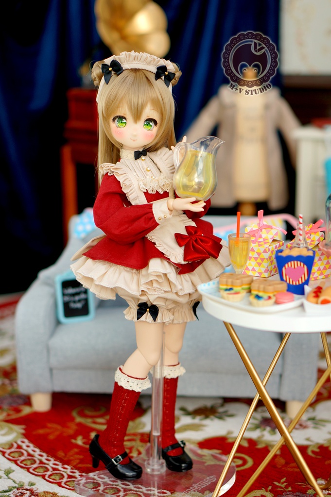 MDD (S/M胸)可愛いリボンメイド服5点セット