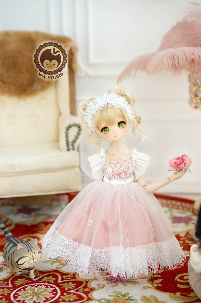 MDD (S/M胸)、肩だし2wayレースドレスお洋服3点セット