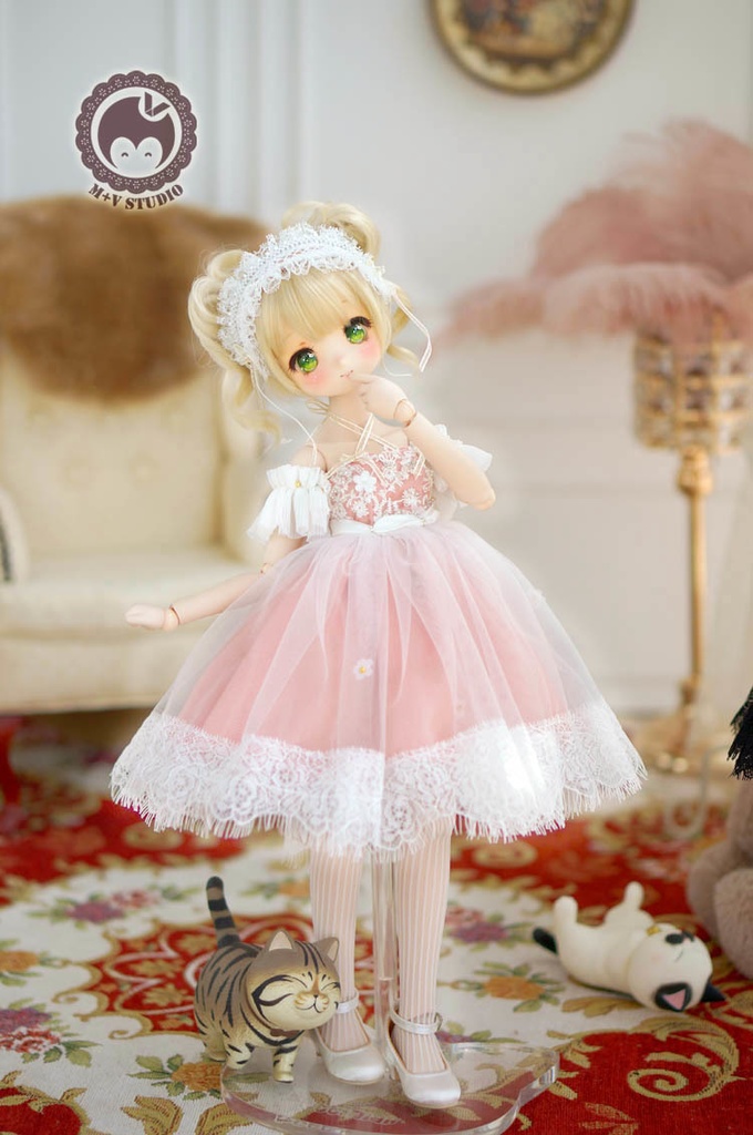 MDD (S/M胸)、肩だし2wayレースドレスお洋服3点セット