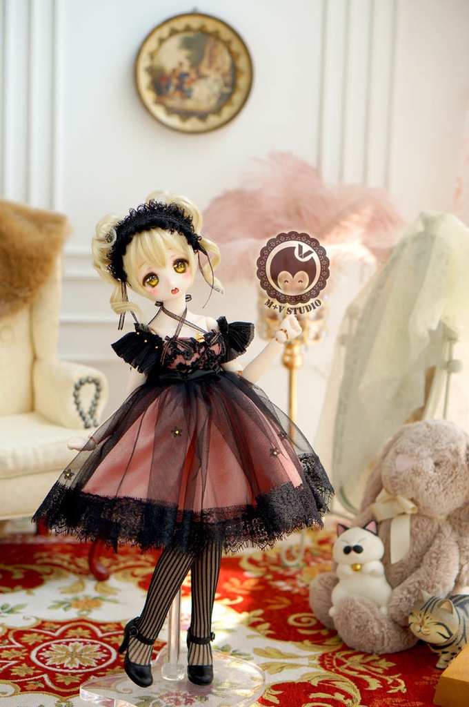 MDD (S/M胸)、肩だし2wayレースドレスお洋服3点セット