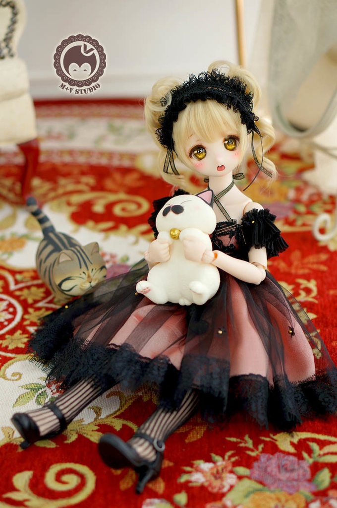 MDD (S/M胸)、肩だし2wayレースドレスお洋服3点セット