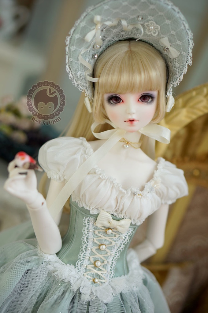 SD16、DD (M/L/L寄せ胸)、ビスチェドレスお洋服7点セット-ビーングリーン