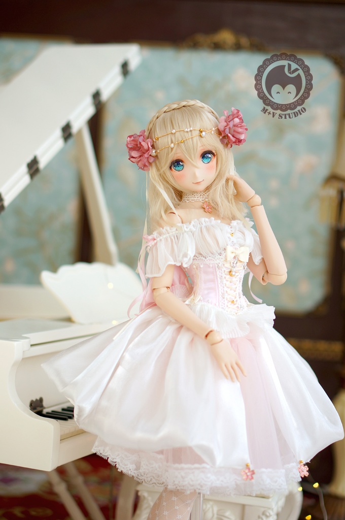 DD (S/M/L胸)、花の妖精ドレスお洋服7点セット★ピンク