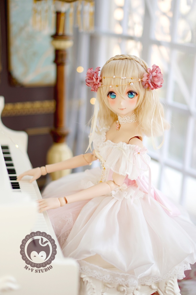 DD (S/M/L胸)、花の妖精ドレスお洋服7点セット★ピンク