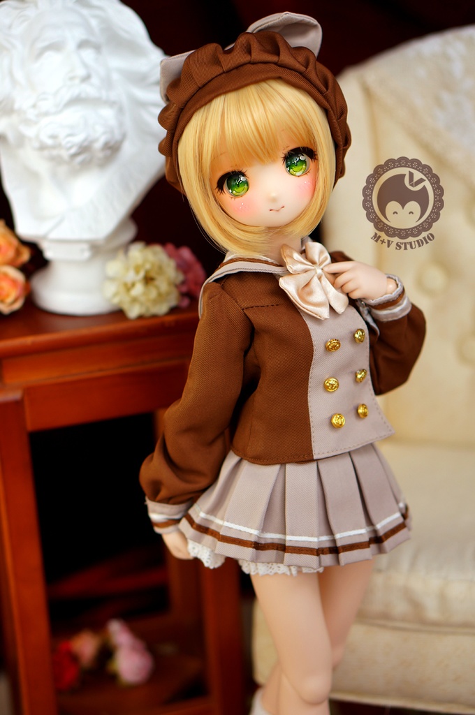 MDD (S/M胸)可愛いリボン付き制服4点セット