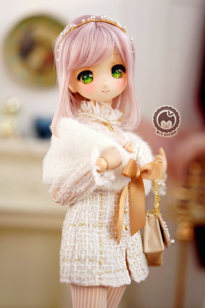 MDD(S/M胸)・上品なツイードワンピースの4点セット