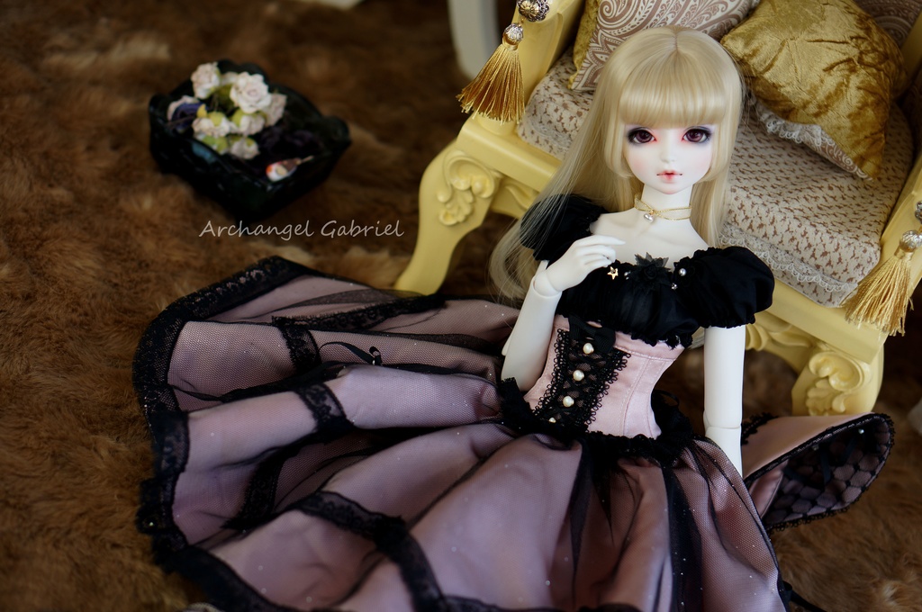 SD16、DD (M/L/L寄せ胸)、ビスチェドレスお洋服7点セット★Hēi +fěnsè 4 / 5000 翻译结果 ブラック+ピンク