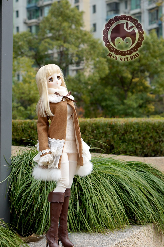 DD、SD、SDGR・袖フリルレースコート・ふわふわ付け襟付き