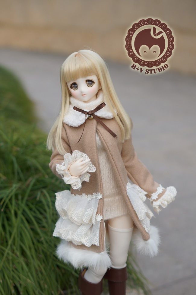 DD、SD、SDGR・袖フリルレースコート・ふわふわ付け襟付き