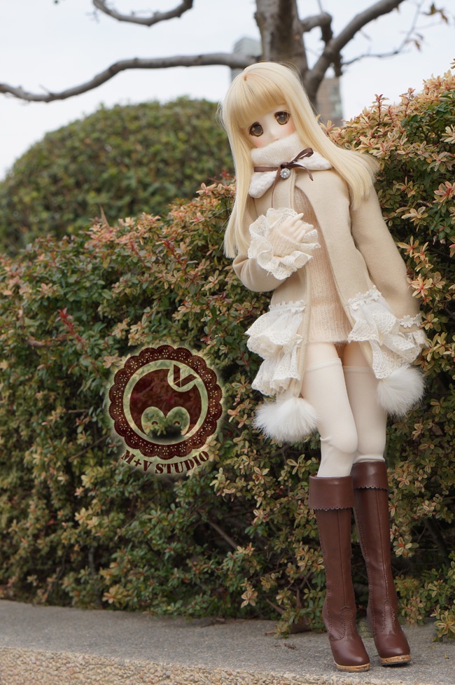 DD、SD、SDGR・袖フリルレースコート・ふわふわ付け襟付き