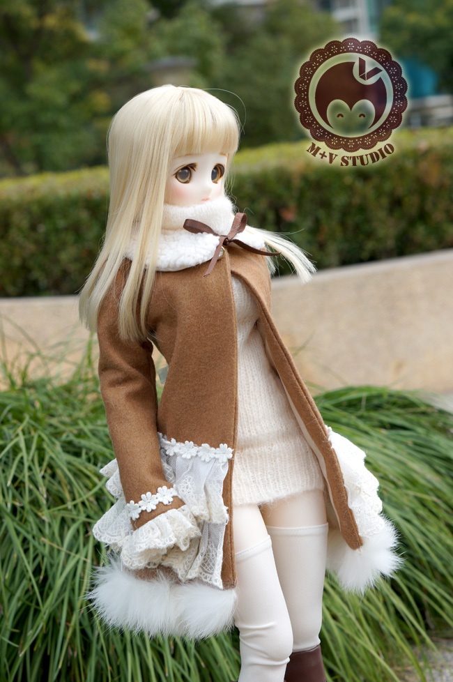 DD、SD、SDGR・袖フリルレースコート・ふわふわ付け襟付き