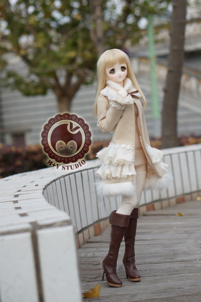 DD、SD、SDGR・袖フリルレースコート・ふわふわ付け襟付き