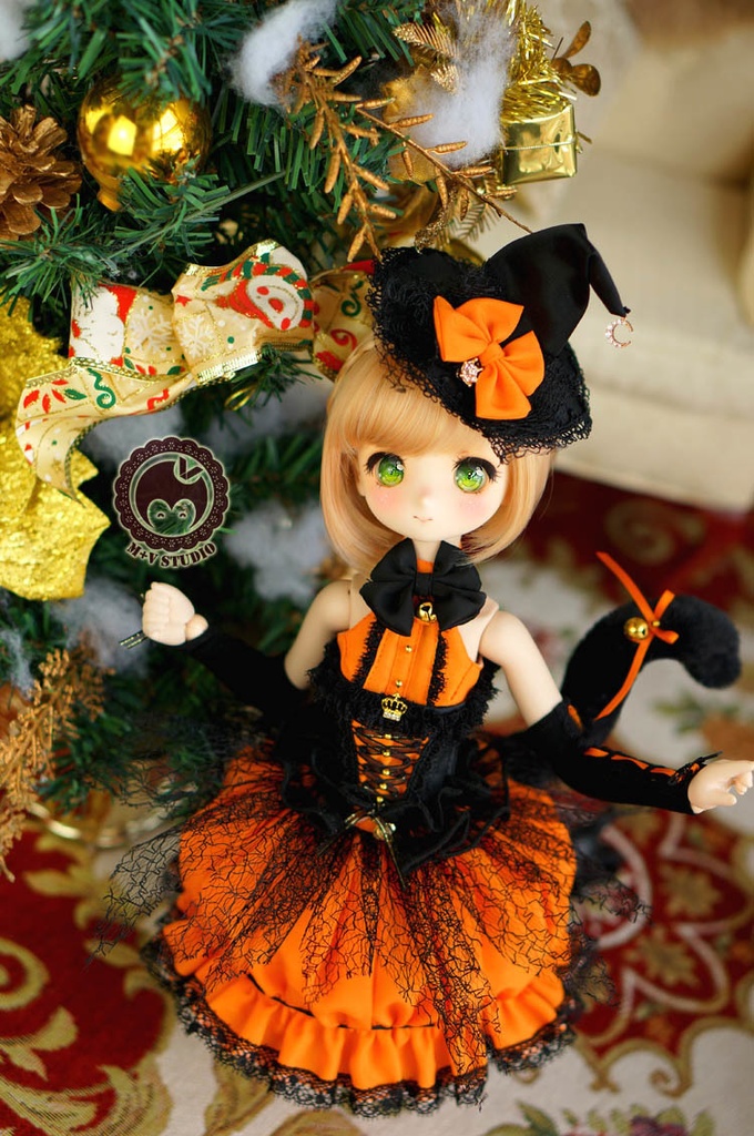 MDD (S/M)、ネコちゃんのハロウィンかぼちゃんドレス10点セット 喵屋Mv+Studio BOOTH