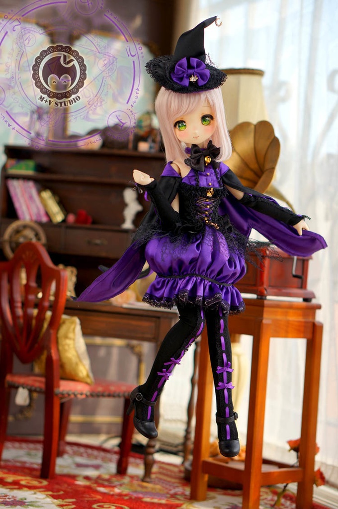 MDD (S/M)、ネコちゃんのハロウィンかぼちゃんドレス10点セット