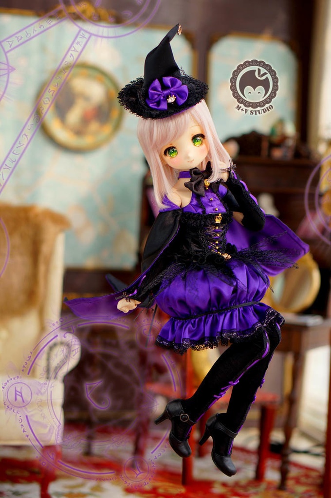 MDD (S/M)、ネコちゃんのハロウィンかぼちゃんドレス10点セット