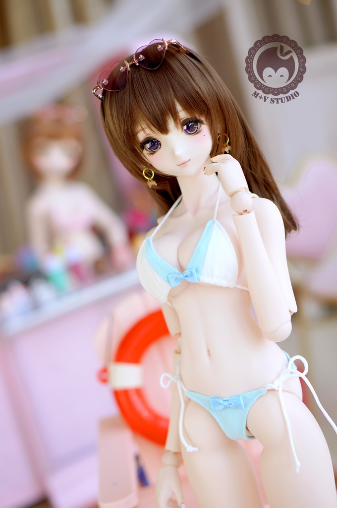 DD水着 DD,DDS,DDM,DDdy ドール ドルフィードリーム ドール服 水色 ビキニ