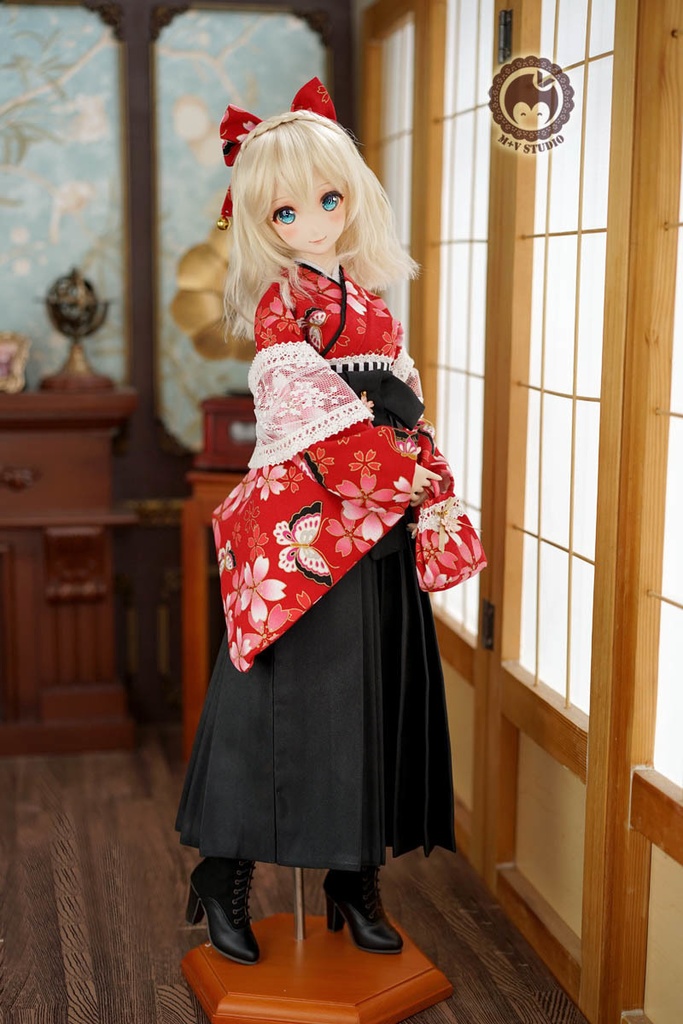 大正ロマン和風卒業式メイド服袴9点セット★赤緋SD13、SDGr、SD16、DDS、DD、DDdy