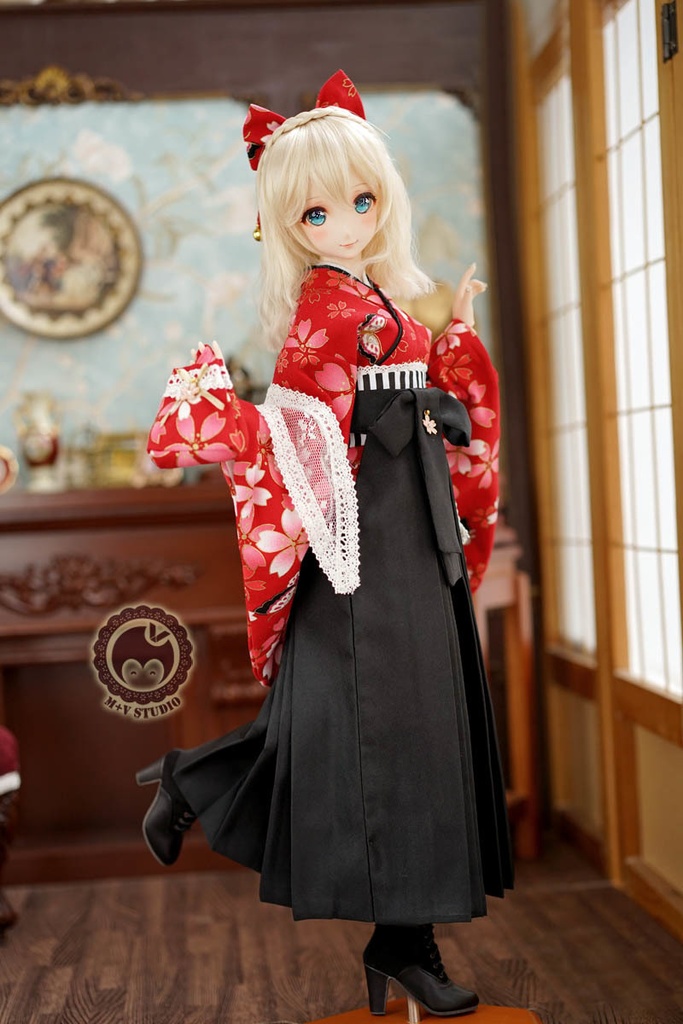 大正ロマン和風卒業式メイド服袴9点セット★赤緋SD13、SDGr、SD16、DDS、DD、DDdy