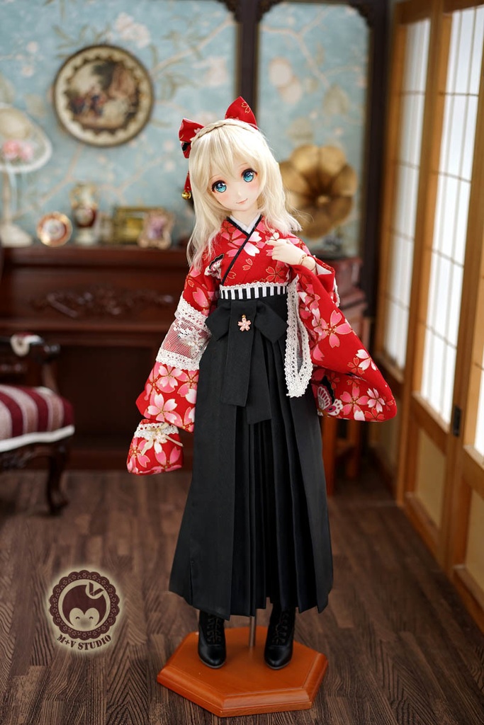 大正ロマン和風卒業式メイド服袴9点セット★赤緋SD13、SDGr、SD16、DDS、DD、DDdy