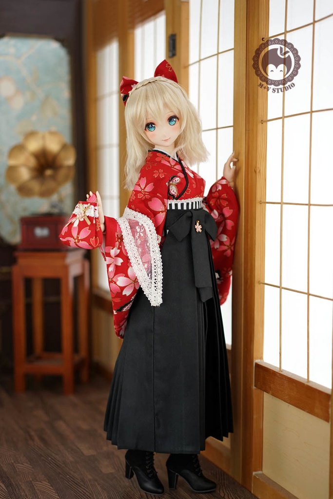 大正ロマン和風卒業式メイド服袴9点セット★赤緋SD13、SDGr、SD16、DDS、DD、DDdy