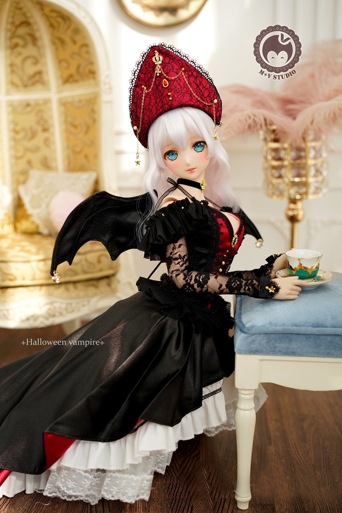 DD(L/寄せ胸)、DDdy、ハロウィン女王ヴァンパイアさんドレス10点セット