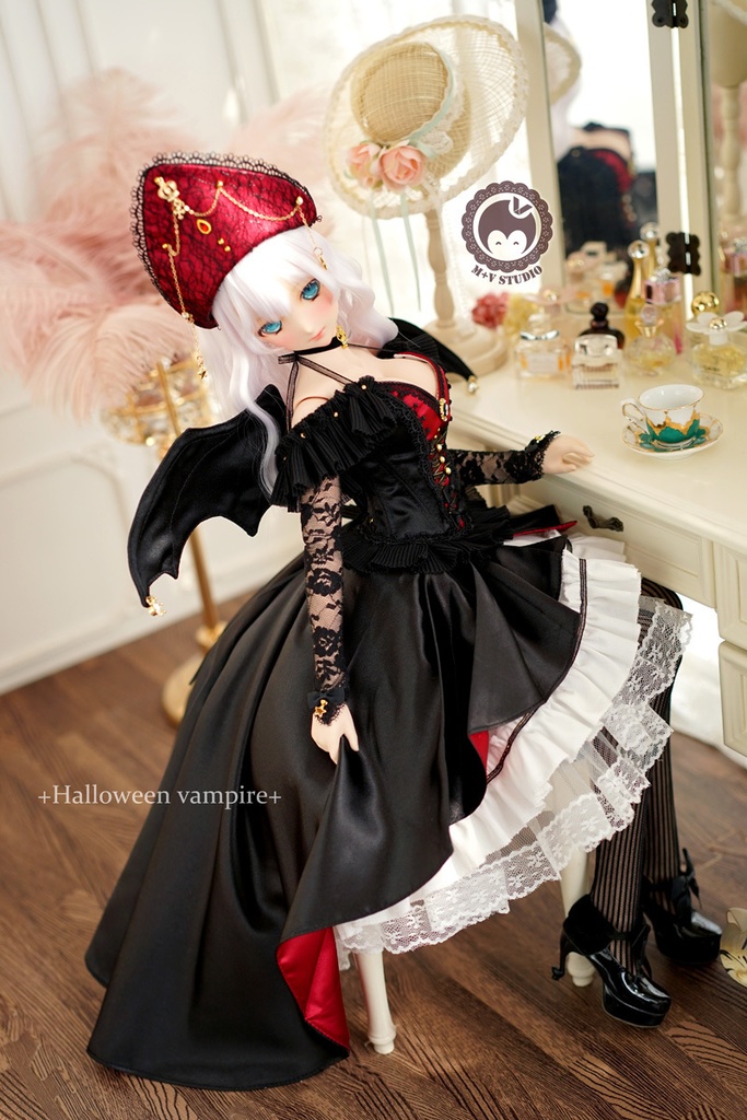 DD(L/寄せ胸)、DDdy、ハロウィン女王ヴァンパイアさんドレス10点セット