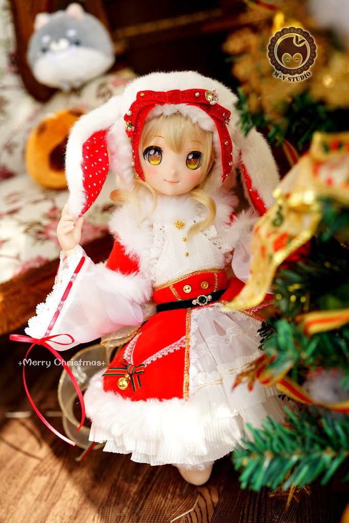 MDD (S/M/L胸)可愛いうさぎ耳帽子のクリスマス衣装10点セット