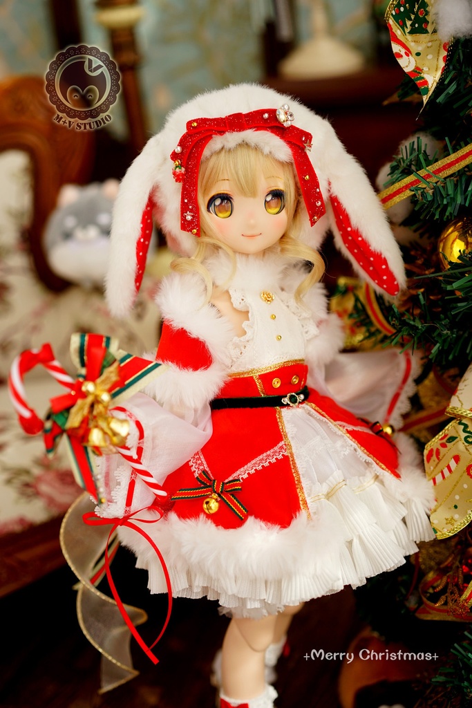 MDD (S/M/L胸)可愛いうさぎ耳帽子のクリスマス衣装10点セット