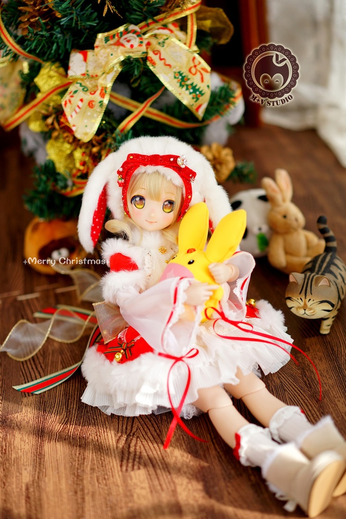 MDD (S/M/L胸)可愛いうさぎ耳帽子のクリスマス衣装10点セット