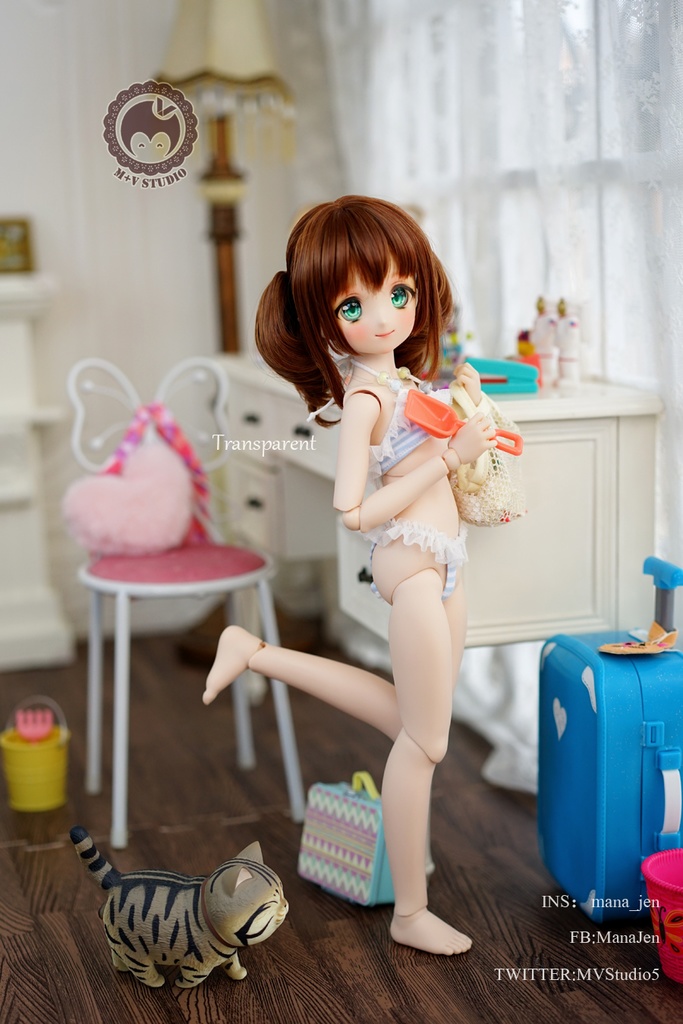 -transparent-MDD水着 S,L,M胸 ドール ドルフィードリーム ドール服 水色ORピンク