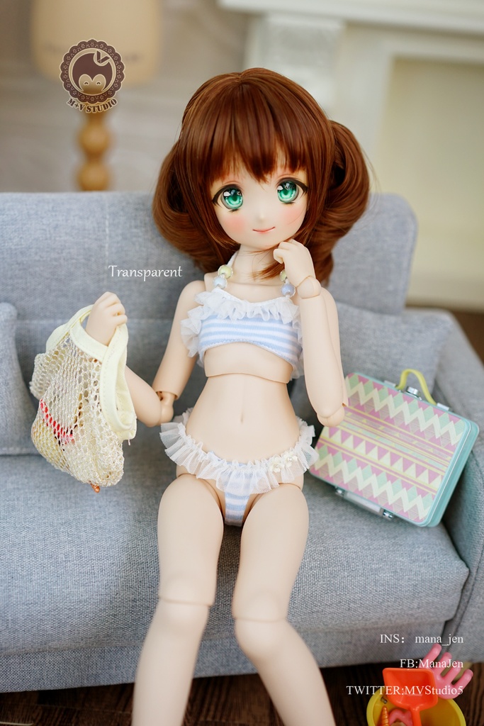 -transparent-MDD水着 S,L,M胸 ドール ドルフィードリーム ドール服 水色ORピンク