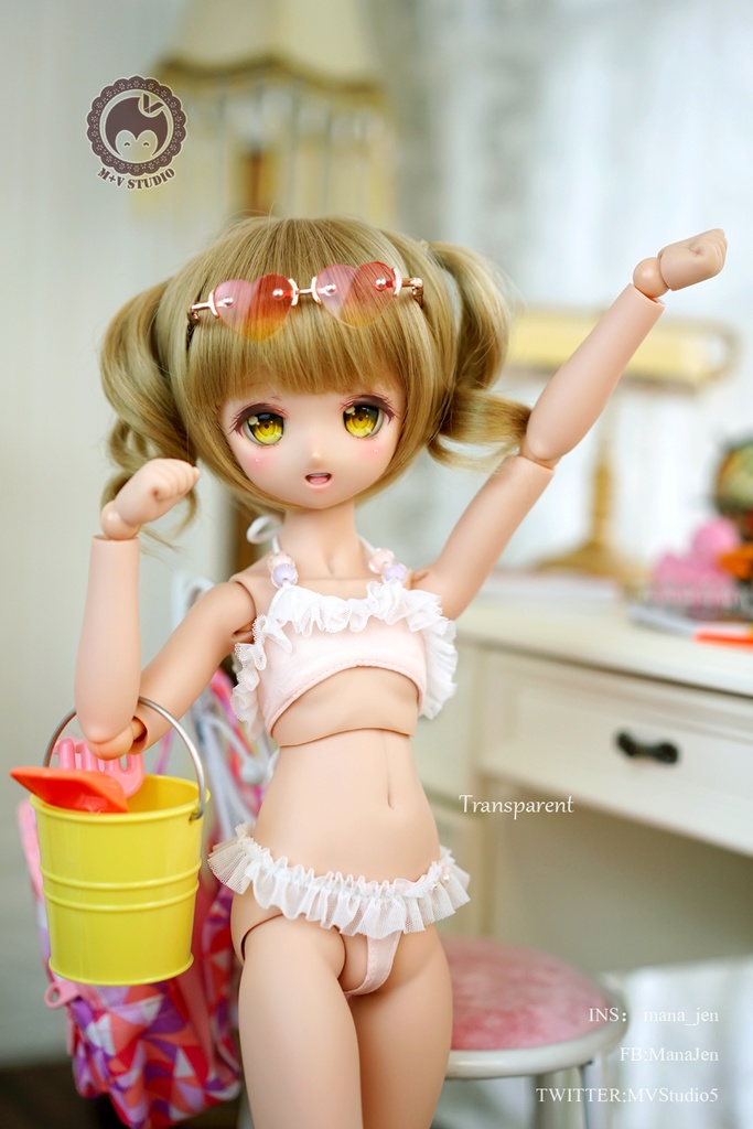 -transparent-MDD水着 S,L,M胸 ドール ドルフィードリーム ドール服 水色ORピンク