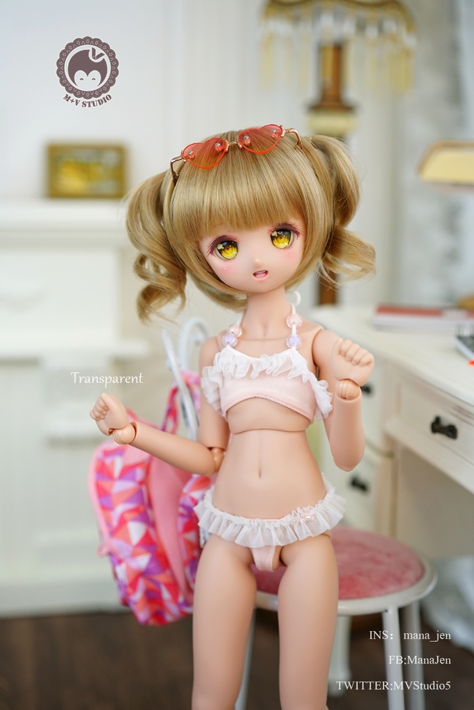 -transparent-MDD水着 S,L,M胸 ドール ドルフィードリーム ドール服 水色ORピンク