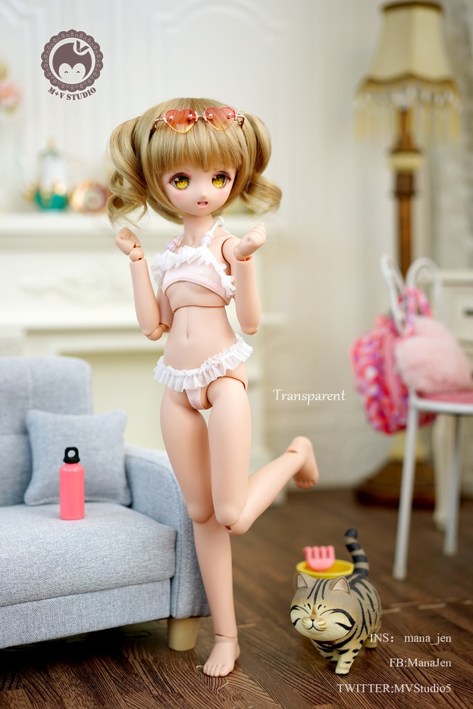 -transparent-MDD水着 S,L,M胸 ドール ドルフィードリーム ドール服 水色ORピンク