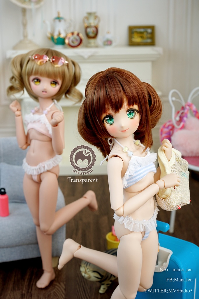 -transparent-MDD水着 S,L,M胸 ドール ドルフィードリーム ドール服 水色ORピンク