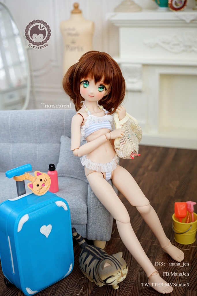 -transparent-MDD水着 S,L,M胸 ドール ドルフィードリーム ドール服 水色ORピンク