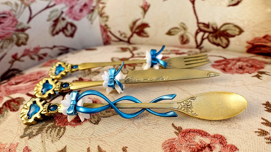 撮影用小道具(ナイフとフォークスプーン)DD SD BJD MDD MSD PUYODOLL3分4分