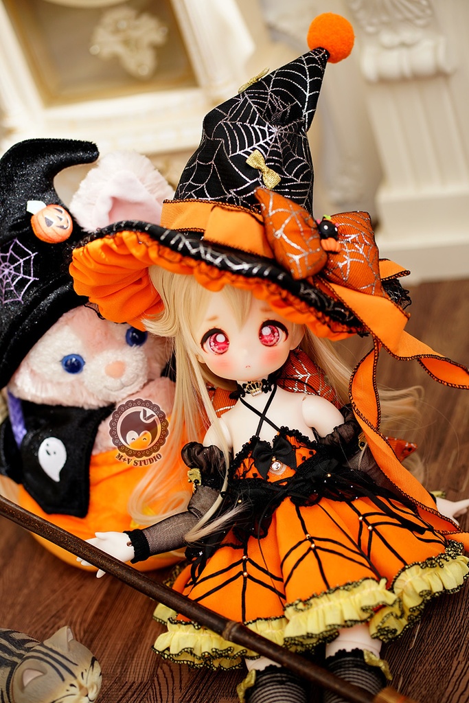 【喵屋ニャンハウス】クモ魔女 KUMAKO PUYOODOLL MDD(S/M胸)SDM用洋服10点